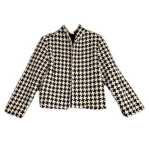 Vintage 80 90s Painted Pony Houndstooth Print Tapestry Open Lined Jacket Coat XS